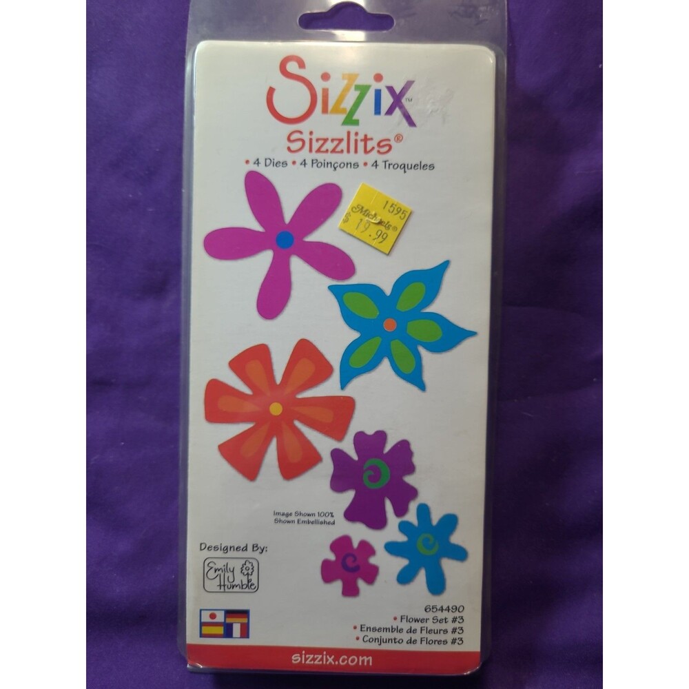 Flowers Set #3 Sizzix Sizzlits Die Set 654490 4 Dies By Emily Humble